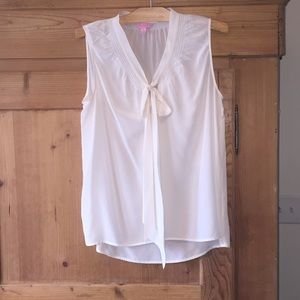 Lilly Pulitzer White 100% Silk TankTop/Blouse,Sz M